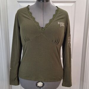 Harley-Davidson Women's Olive Green Top